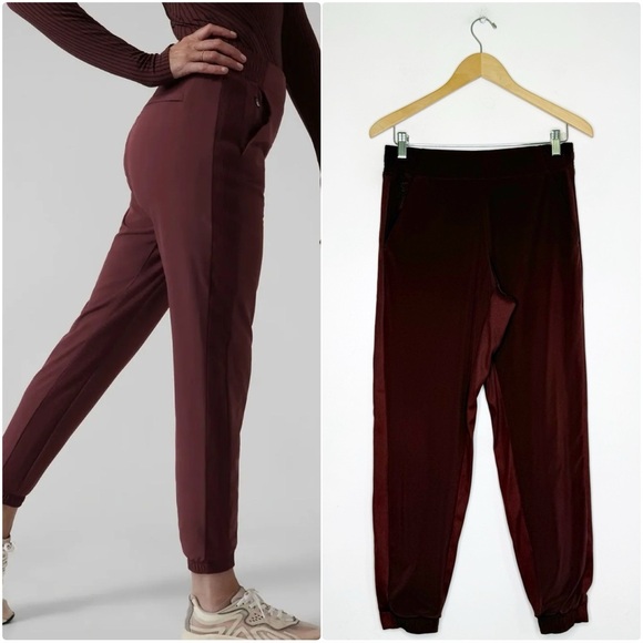 Athleta Brooklyn Lined Jogger Pants Burgundy Size 4 - Picture 1 of 8